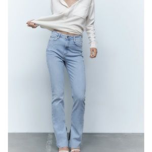 Zara high rise split hem jeans
